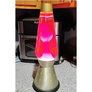 Vtg 1970's Red Lava Lamp Lite Gold Starlight Base Original Box, Retro Video